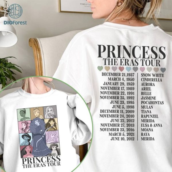 Disney Princess Eras Tour PNG | Disneyland Princess Tour Tee | Princess Characters Shirt | Girl Trip Shirt | Disneyland Shirt | Birthday Gift
