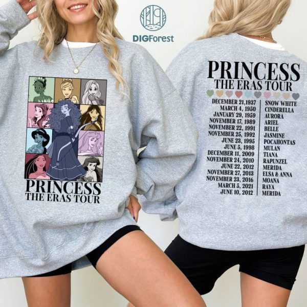 Disney Princess Eras Tour PNG | Disneyland Princess Tour Tee | Princess Characters Shirt | Girl Trip Shirt | Disneyland Shirt | Birthday Gift