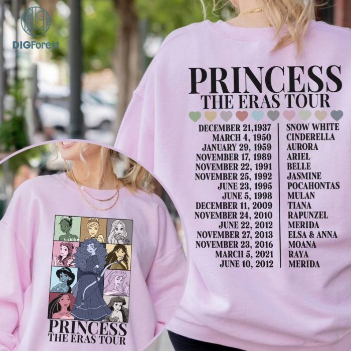 Disney Princess Eras Tour PNG | Disneyland Princess Tour Tee | Princess Characters Shirt | Girl Trip Shirt | Disneyland Shirt | Birthday Gift