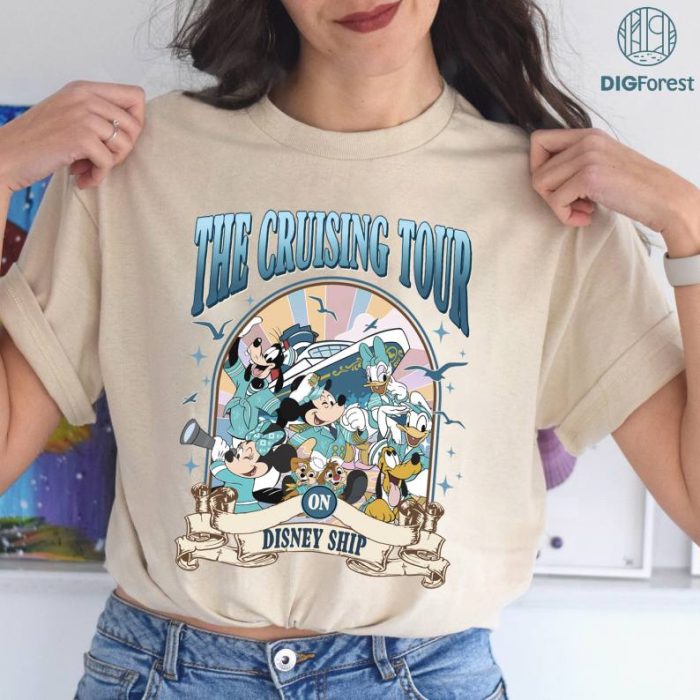 Disney Vintage Mickey and Friends Disney Cruise PNG, Cruisin' on Disney Ship T-shirt, Disney Wish Fantasy Magic Wonder 2024 Matching Tee, Family Cruise Vacation Gift