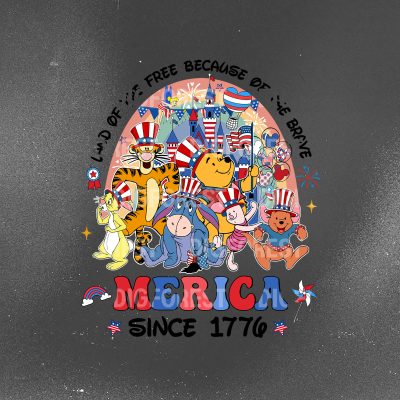 Disney Winnie the Pooh 4th of July Shirt - Land of the Free Because of the Brave | Patriotic Independence Day Tee