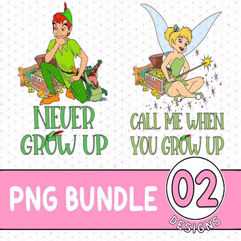 Disney Peter Pan Couple Bundle, Call Me When You Grow Up, Tinkerbell Shirt, Neverland Honeymoon Shirt, Fantasyland, Disneyland Peter Pan