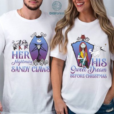 Halloween Jack And Sally Couple Bundle | Nightmare Before Christmas Png | Halloween Couple Shirt | His And Her Sweatshirt | His Sally
