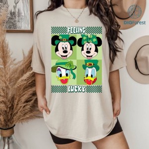 Disney Mickey and Friends St Patricks Day Png | Disneyland Mickey Feel Lucky Irish Leaf Clover Shirt | Magic Kingdom WDW St Paddys Day Shirt | Digital Download