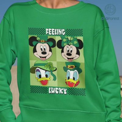 Disney Mickey and Friends St Patricks Day Png | Disneyland Mickey Feel Lucky Irish Leaf Clover Shirt | Magic Kingdom WDW St Paddys Day Shirt | Digital Download