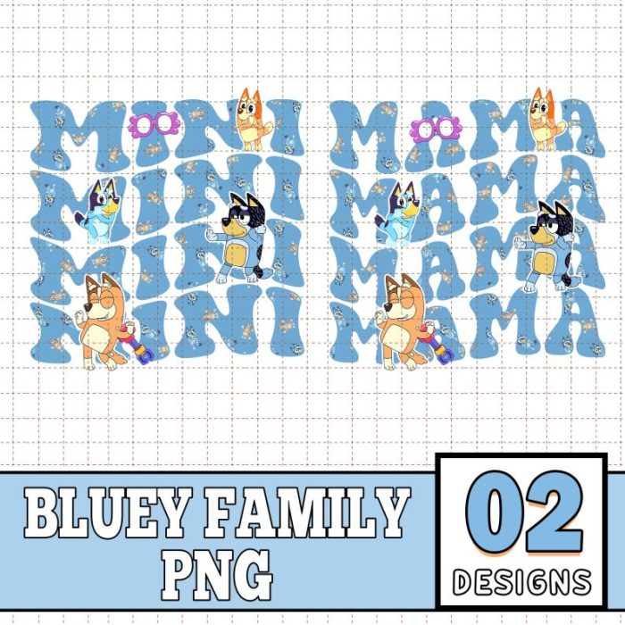 Bluey Mama Mini Bundle Png | Heeler Family Png | Bluey Cartoon Png | Bluey Mom Life Png | Mother Day Gift | Mom and Daughter Png Gift