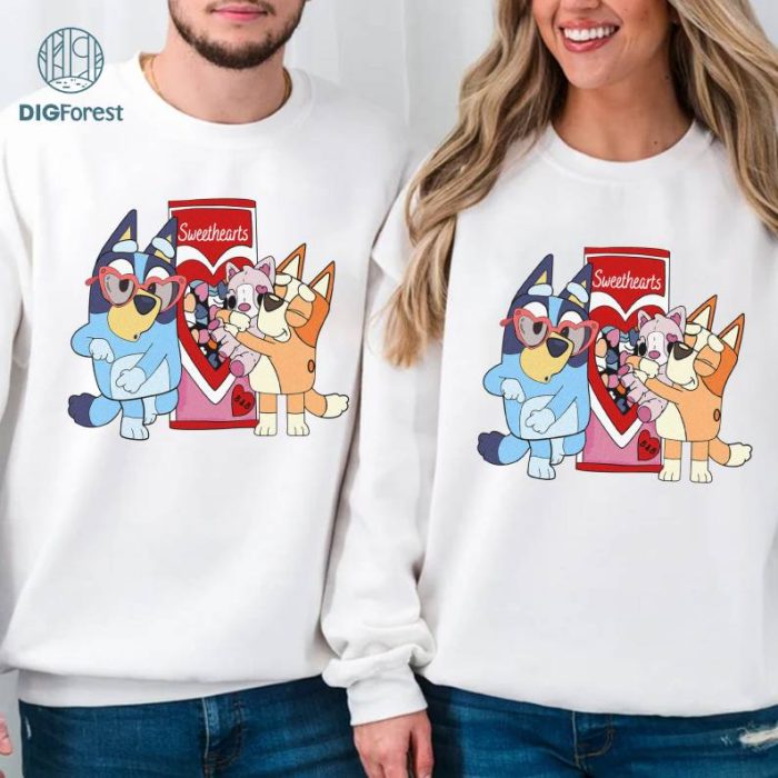 Bluey And Bingo Valentine Couple Png | Bluey Mum Dad Shirt | Bandit And Chilli Valentine Shirt | Bandit Heeler Shirt | Bandit Chili Bingo | Digital Download