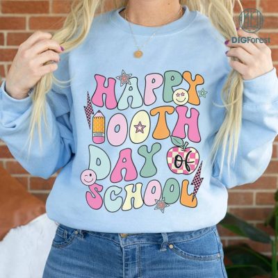 Vintage 100th Day Of School Shirt | Instant Download | Kids Toddler Shirt PNG | Back To School PNG