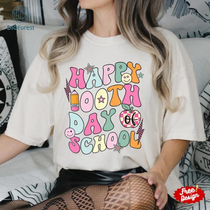 Vintage 100th Day Of School Shirt | Instant Download | Kids Toddler Shirt PNG | Back To School PNG