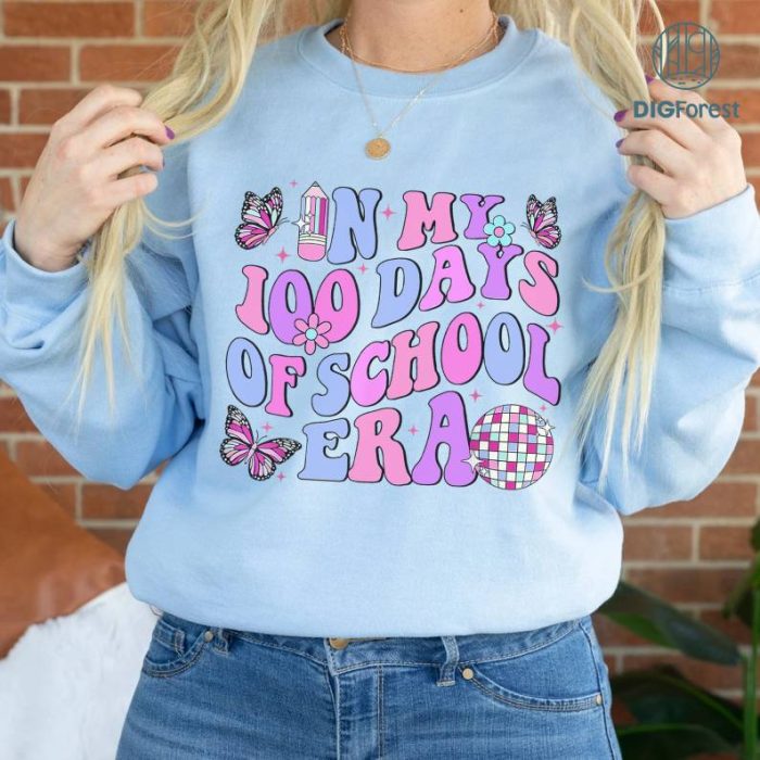 In My 100 Days Of School Era Retro Disco Shirt PNG | Back to School Shirt Shirt| Digital Download | 100 Days Of School Era Shirt Download