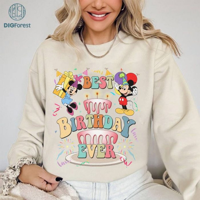 Disney Mickey Minnie Best Birthday Ever PNG, Custom Mickey Birthday Shirt, Disneyland Family Trip Shirt, Mickey Birthday Boy Girl Birthday Party