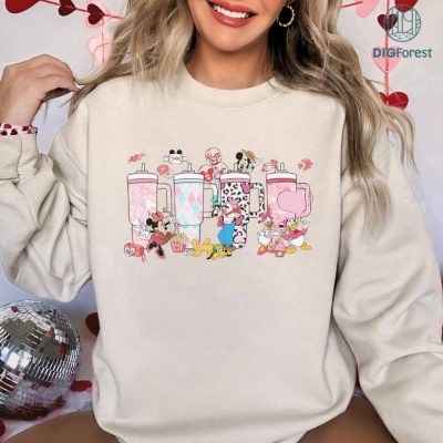 Disney Mickey And Friends Obsessive Cup Disorder Valentine's Day shirt, Disneyland Happy Valentine shirt, Mickey Minnie Stanley Heart Cup Shirt