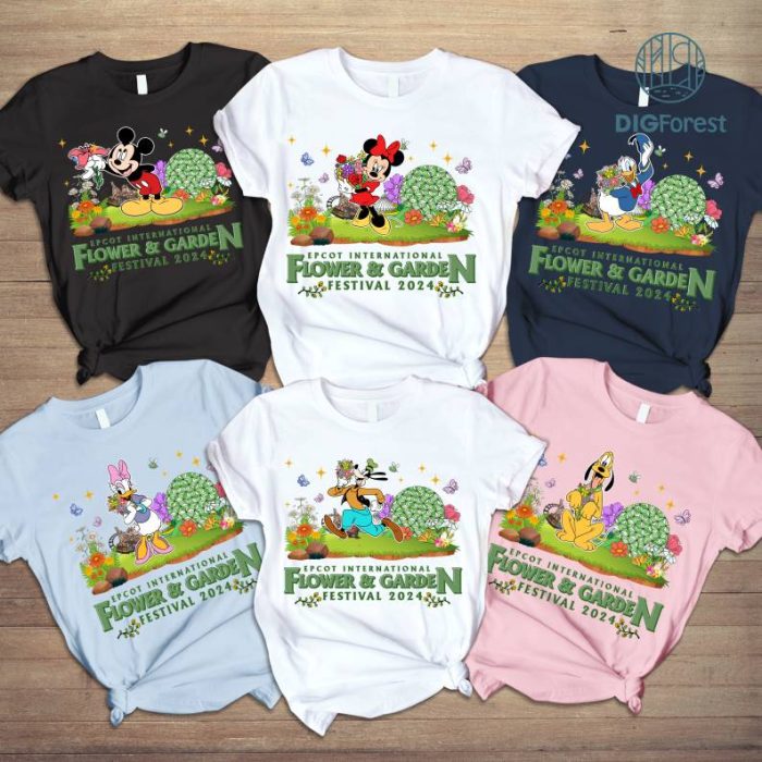 Mickey and friends Epcot Festival Shirt | Epcot Princess Shirt | Epcot Flower and Garden Shirt | Let The Magic Blossom Figment Floral Shirt