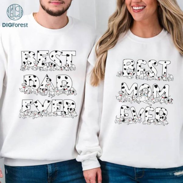 Disney Personalized 101 Dalmatians Mom Dad Couple Matching Bundle | Custom Perdita Pongo T-shirt | Disneyland Mother's Day Father's Day Tee