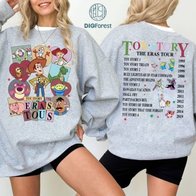 Disney 2-Sised Vintage Pixar Toy Story Eras Tour PNG| Toy Story Characters Shirt Woody Buzz Lightyear Shirt | Disneyland Birthday Shirt