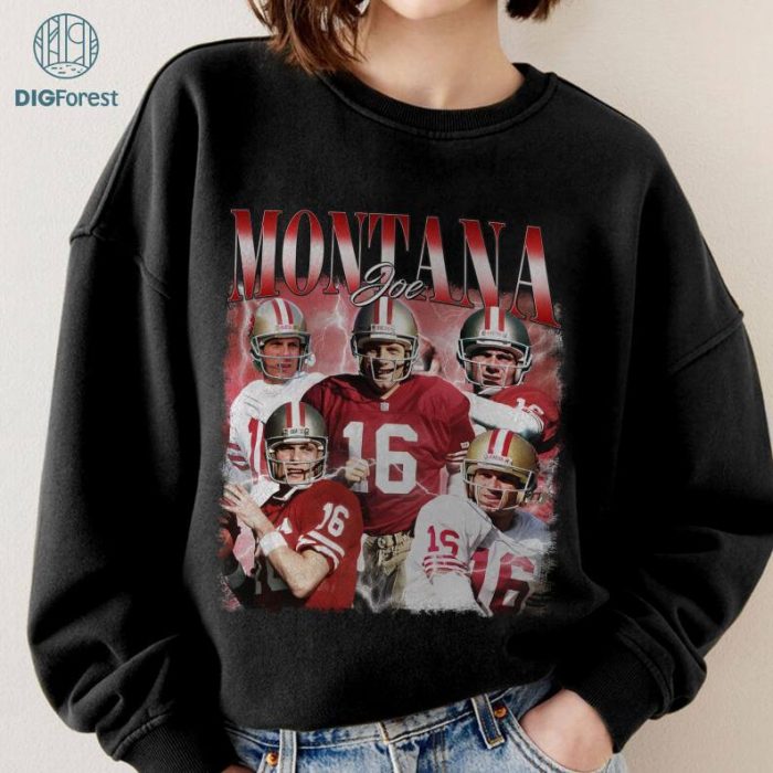 Vintage Joe Montana PNG, Football shirt, Classic 90s Graphic Tee, Unisex, Vintage Bootleg, Gift, Retro