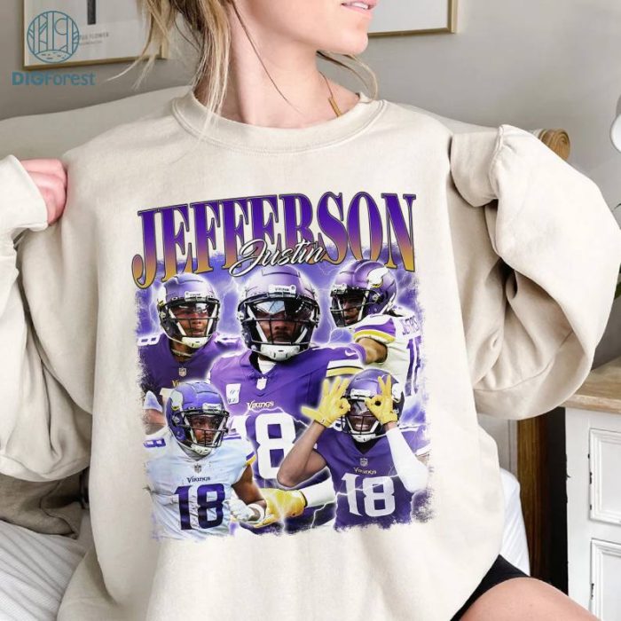 Vintage Justin Jefferson shirt, Football shirt, Classic 90s Graphic Tee, Unisex, Vintage Bootleg, Gift, Retro