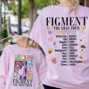Disney Retro Epcot World Tour Disneyland Png | Figment The Eras Tour Shirt | Figment Dragon Shirt | One Little Spark Shirt | Epcot Festival Shirt