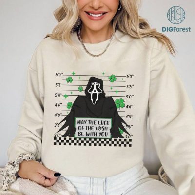 Ghost Face St Patrick's Day Png | May The Luck Of The Irish Be With You Shirt | Villains Horror Halloween Paddys Day Shirt | Digital Download