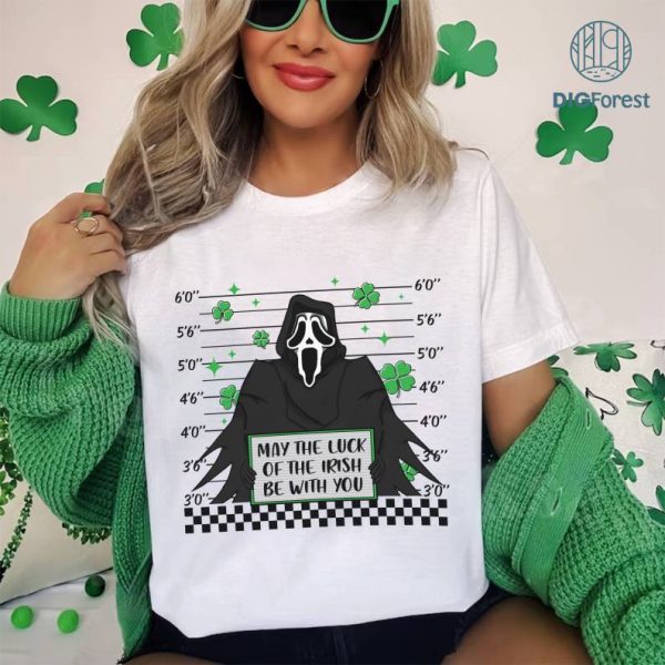 Ghost Face St Patrick's Day Png | May The Luck Of The Irish Be With You Shirt | Villains Horror Halloween Paddys Day Shirt | Digital Download