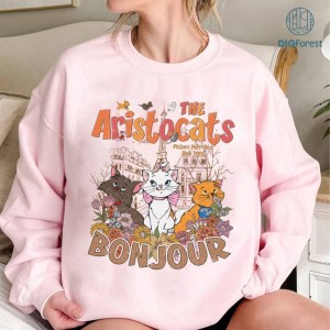 Disney Vintage Aristocats Bonjour PNG, Floral Aristocats Shirt, Disneyland Cats Shirt, Everybody Wants Cat, Marie Berlioz Toulouse Tee