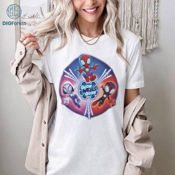 Marvel Spidey and His Amazing Friends Glow Webs Glow Icon PNG, Disneyland Family Matching Shirt,Magic Kingdom Tee,Epcot Theme Park Shirt