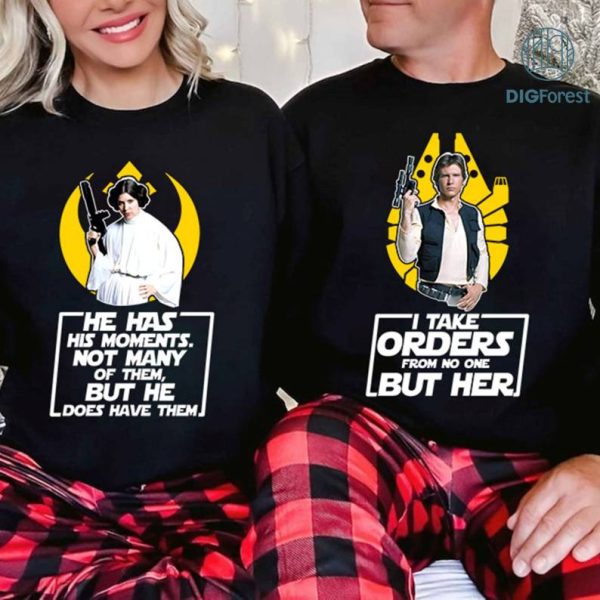 Starwars Leia Princess and Han Solo Couple Bundle, I Take Orders from No One But Her, Han Solo Shirt, Disneyland Couple Matching Anniversary