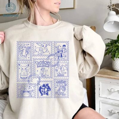 Pokemon Doodle Art Stamp PNG| Pikachu Bulbasaur Charmander Squirtle Shirt | Eevee Evoltution Pokeball Anime Japanese Shirt