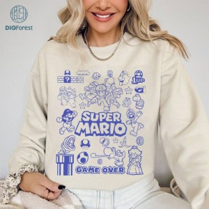 Mario & Friend Doodle Art PNG, Mario Family Shirt, Super Mario Shirt, Super Mario Birthday Shirt, Super Mario Family Shirt, Video Games