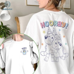 Retro Bluey Hooray PNG| Bluey and Bingo Sweatshirt | Bluey Lovers Shirt | Lets Do This Shirt | Kids Toddler Shirt | Family Shirt