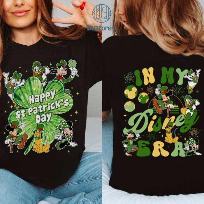 Disney Vintage In My Disney Era St Patrick's Day Shirt, Disney Castle Mickey and Friends Shamrock Tee, Magic Kingdom Family Vacation 2024 Gift