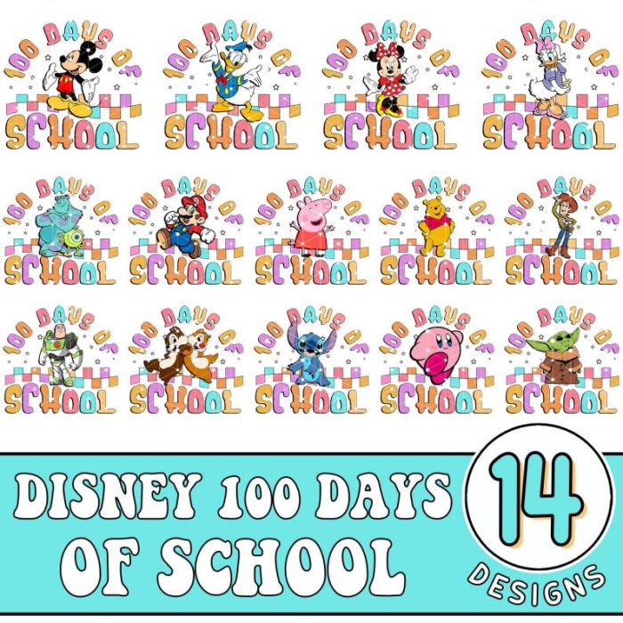 Toy Story 100 Days Of School Shirt Download | Instant Download | Bundle Designs back To School | Mario PNG | Mickey and Friends PNG