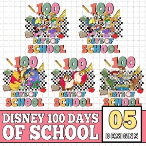 Disney 100 Days Of School Bundle Png, Disneyland 100 Days Of School PNG, Happy 100 Days Of School Png, Back To School Png, Magical Kimgdom