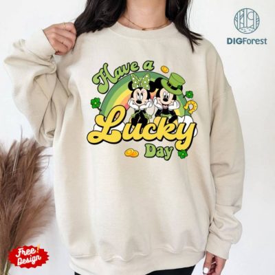 Disney Mickey Minnie Mouse St Patrick Day Png | Retro Mickey And Minnie Mouse St Patricks Day Shirt | Have A Lucky Day St Patrick Day Shirt | Digital Download
