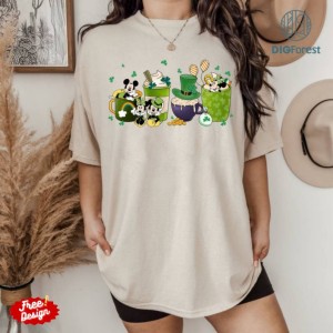 Disney Mickey And Minnie St Patricks Day Coffee Png | Happy Saint Patricks Shirt | Mickey Minnie Mouse Irish Leaf Clover Shirt | Digital Download