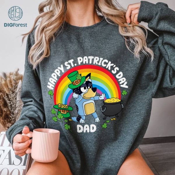 Bluey Bingo Happy St Patricks Day bundle, st particks bundle, shamrocks png, Irish lucky png, sublimation png, Groovy Digital Download Tshirt Designs