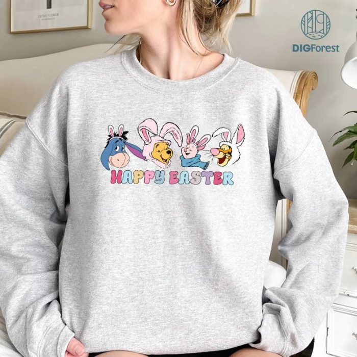 Disney Winnie The Pooh Easter Day Png | Bunny Piglet Eeyore | Funny Bunny Tee | Happy Easter Day Aesthetic | Easter Design Png | Instant Download