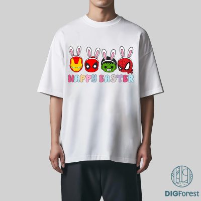Super Hero Happy Easter Family Easter Shirt | Funny Bunny Tee | Happy Easter Day Aesthetic | Easter Design Png | Instant Download