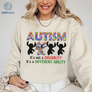 Disney Stitch Autism Awareness Png | Different Ability Autism Shirt | Autism Mom Shirt | In April We Wear Blue | Special Education Shirt