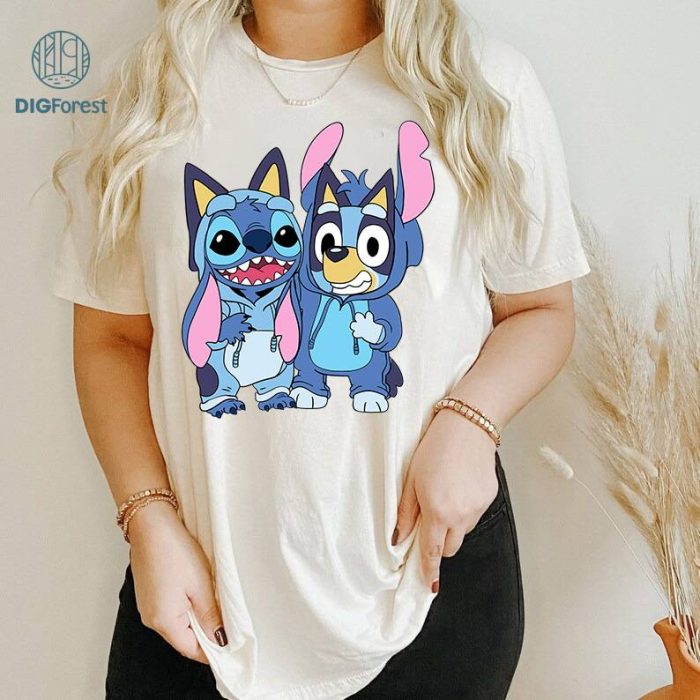 Bluey Stitch Costume Tshirt | Bluey Matching Family Tee | Bluey Heeler Family Gift | Couple Valentine Gift