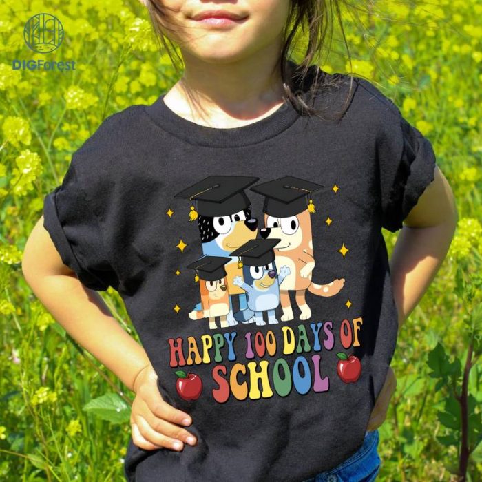 Bluey Happy School Sweater, Funny Bluey 100 Days Of School Shirt, Friend Matching Shirt, Student Teacher Gifts