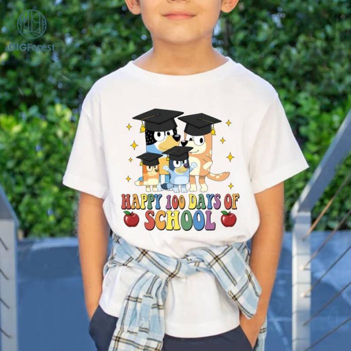 Bluey Happy School Sweater, Funny Bluey 100 Days Of School Shirt, Friend Matching Shirt, Student Teacher Gifts