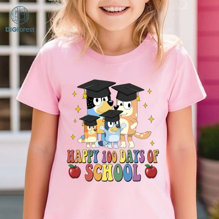 Bluey Happy School Sweater, Funny Bluey 100 Days Of School Shirt, Friend Matching Shirt, Student Teacher Gifts