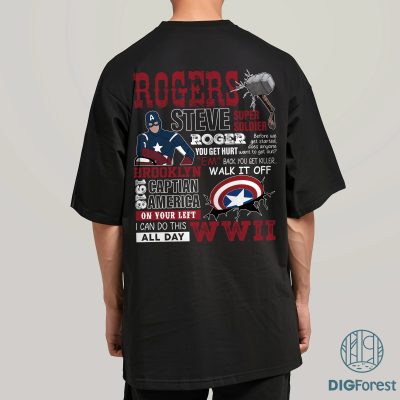 Two-Sided Rogers 1918 Shirt | Captain America Marvel Shirt | Steve Rogers Avengers Team T-Shirt | Superhero Marvels Gift