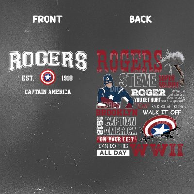 Two-Sided Rogers 1918 Shirt | Captain America Marvel Shirt | Steve Rogers Avengers Team T-Shirt | Superhero Marvels Gift