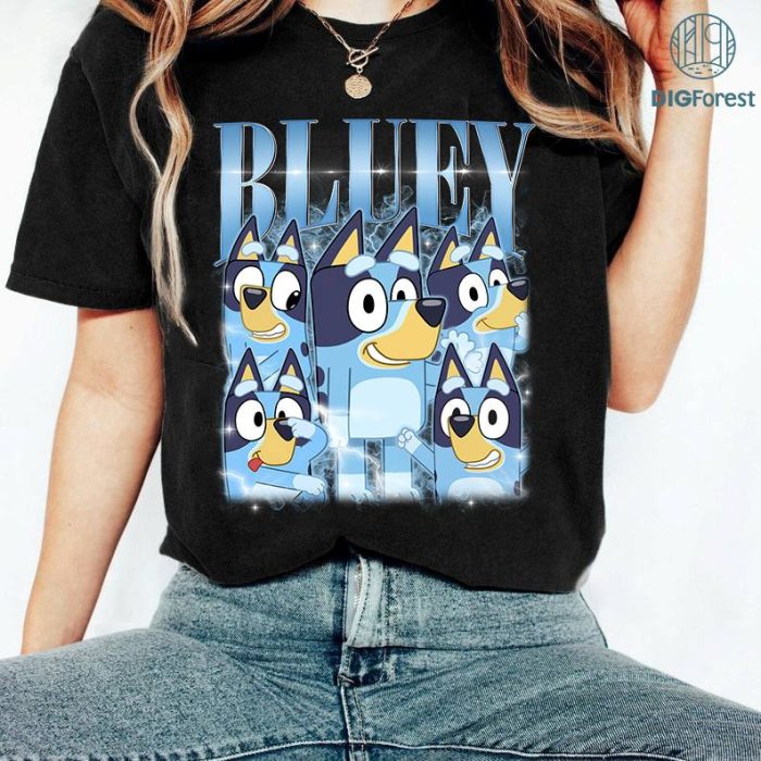Vintage Bluey PNG| Bluey Bootleg Shirt | Photo Bootleg Shirt | Change Your Design Here Shirt | Blue Dog Shirt | Heeler Family Shirt