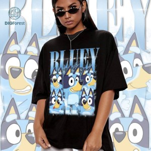 Vintage Bluey PNG| Bluey Bootleg Shirt | Photo Bootleg Shirt | Change Your Design Here Shirt | Blue Dog Shirt | Heeler Family Shirt