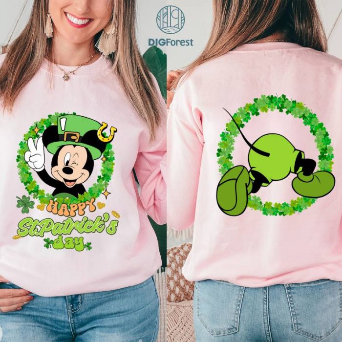 Two-sided Disney Mickey Mouse Shamrock St Patrick's Day Shirt | Disneyland Four Leaf Clover Shamrock Shirt, Let's get shamrocked Shirt