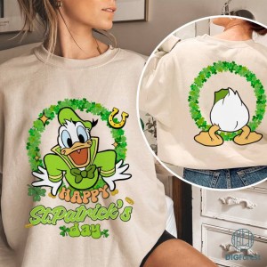 Two-sided Disney Donald Duck Shamrock St Patrick's Day Shirt | Disneyland Four Leaf Clover Shamrock Shirt, Let's get shamrocked Shirt