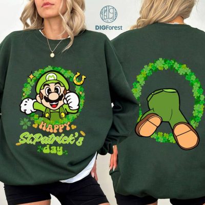 Two-sided Mario Shamrock St Patrick's Day Shirt | Super Mario Four Leaf Clover Shamrock Shirt, Let's get shamrocked Shirt